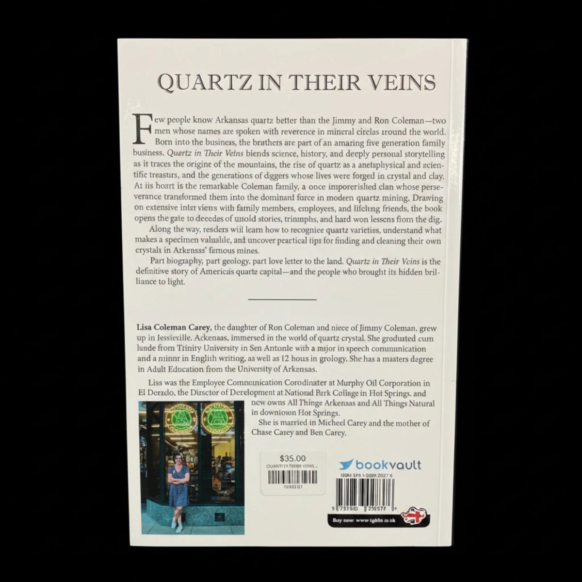 Back cover of the Quartz In Their Veins book.