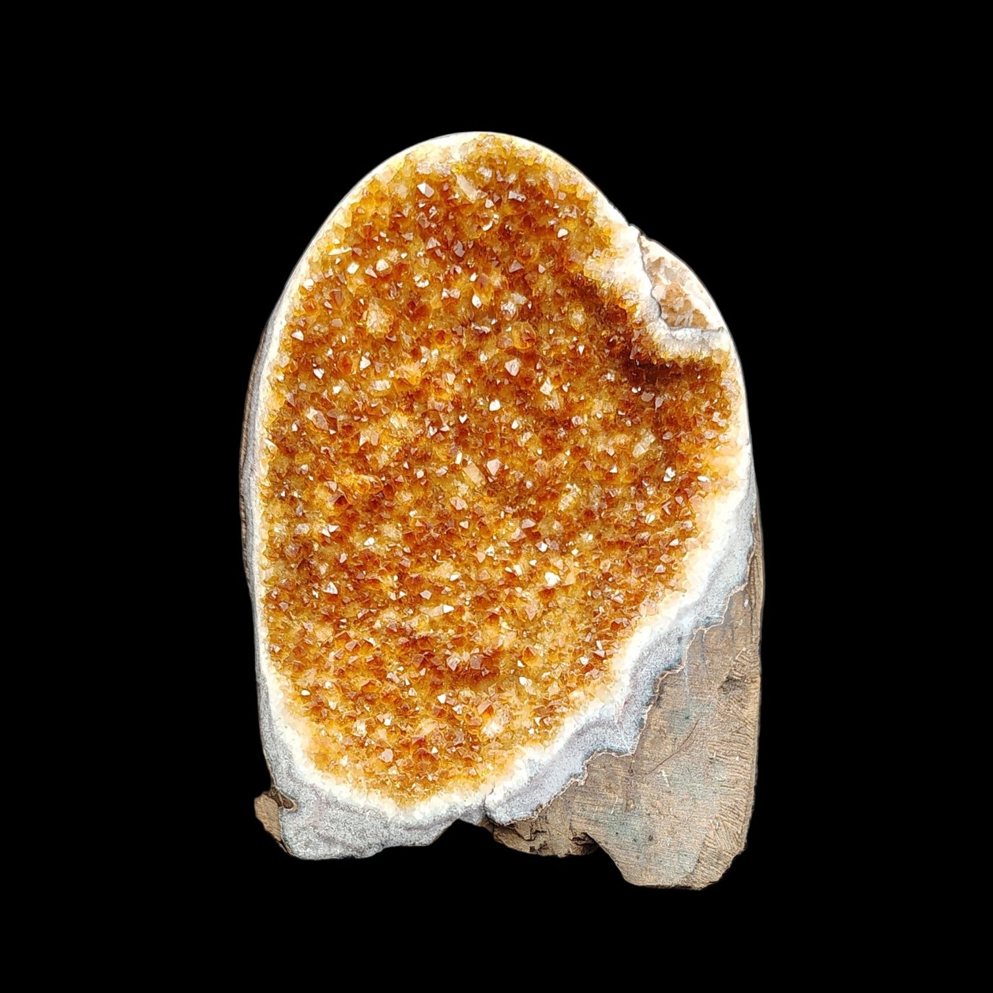 This is the face of this Citrine geode cut base specimen