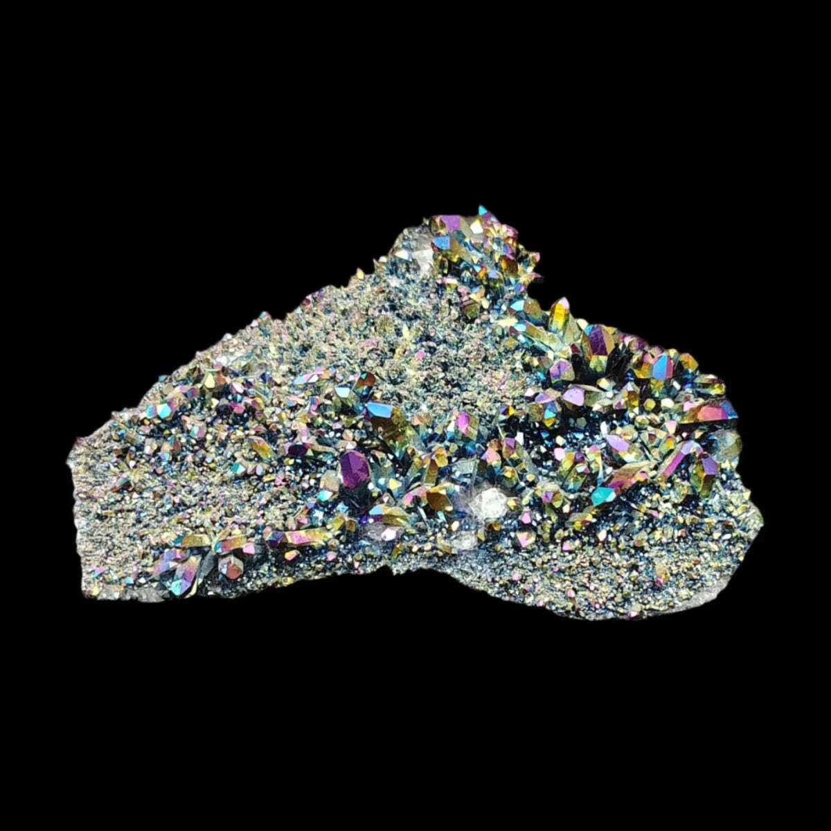 This is the front side of this rainbow aura druzy cluster