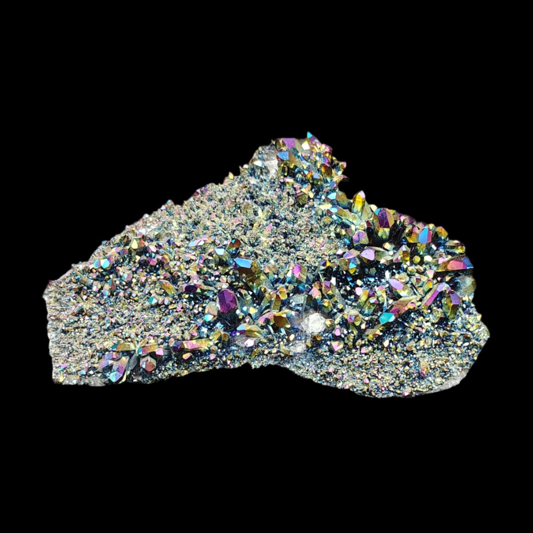 This is the front side of this rainbow aura druzy cluster