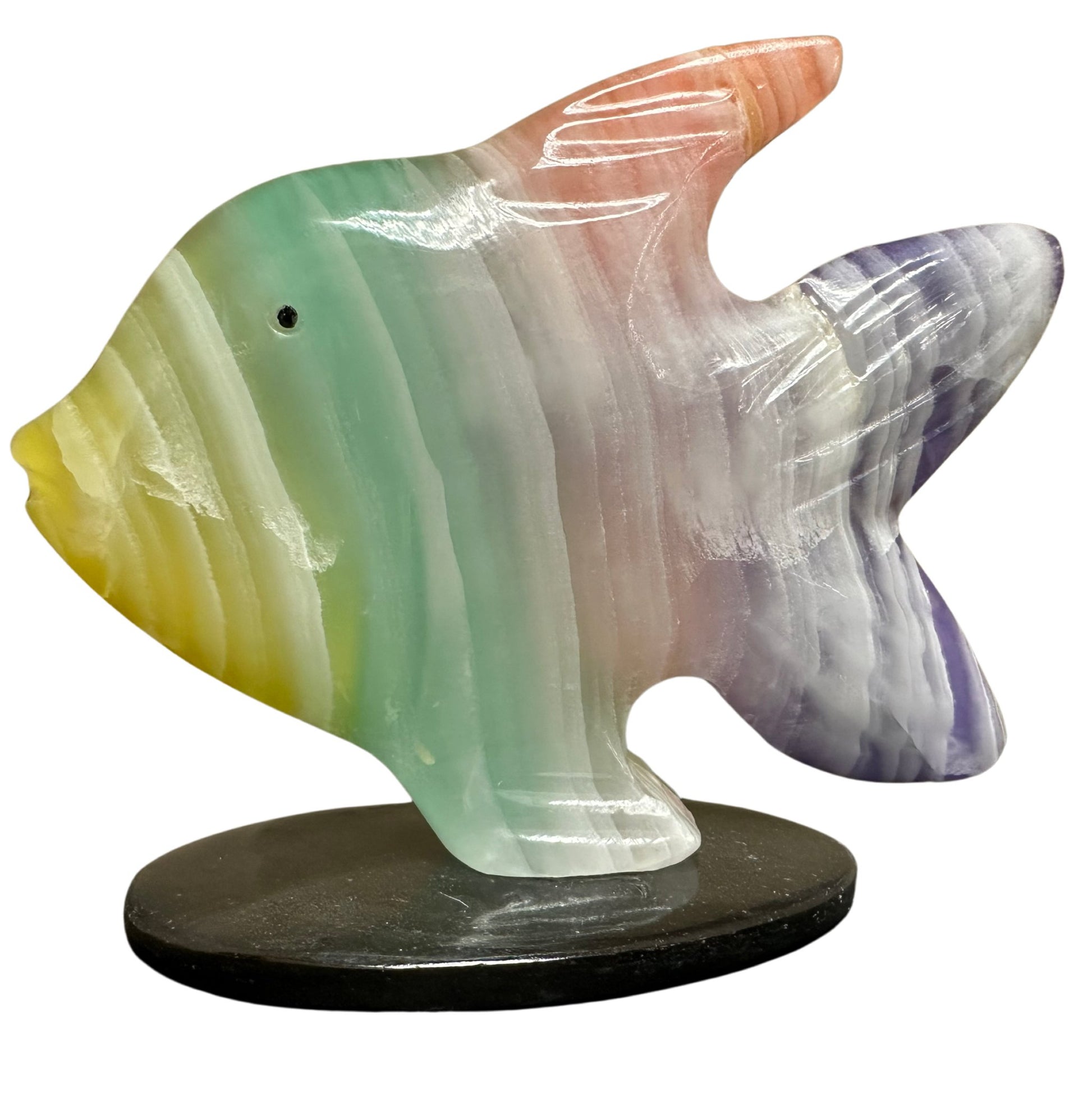 Rainbow Onyx Angel Fish Figurine Side View