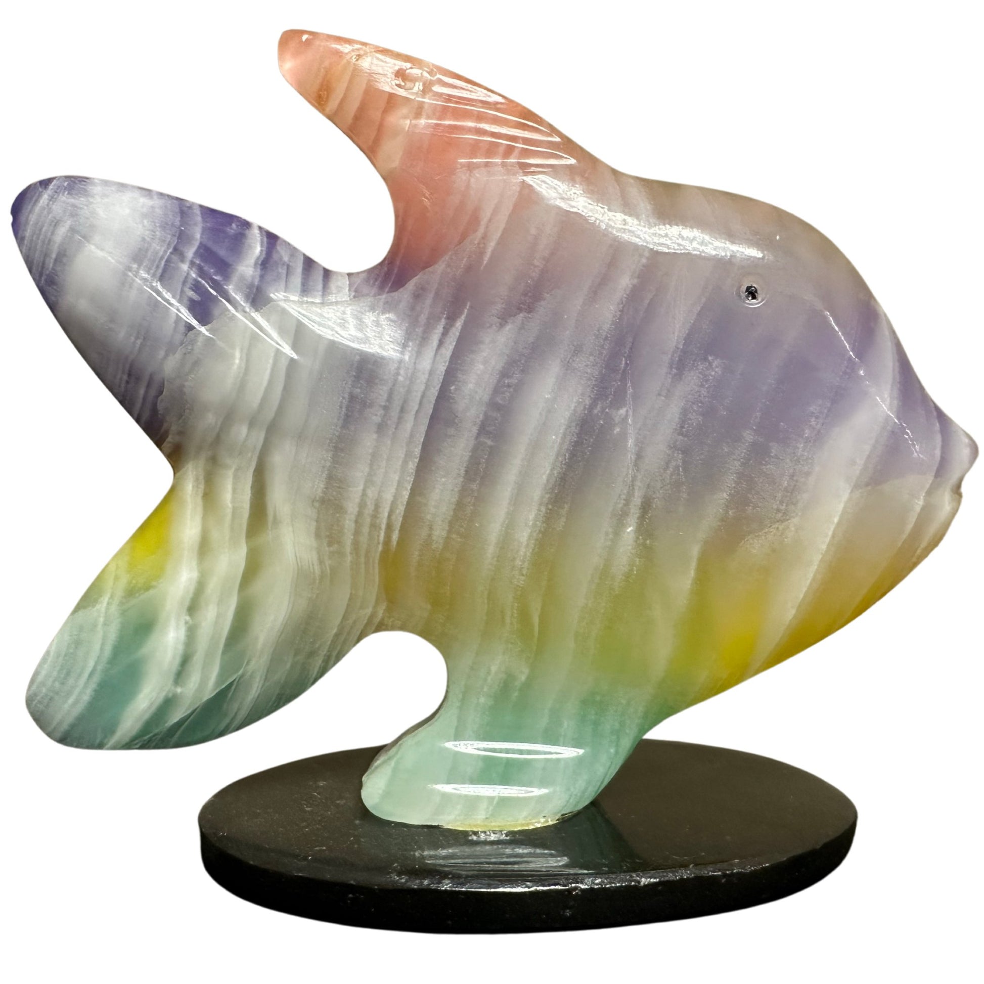 Alternate View Rainbow Onyx Carved Angel Fish