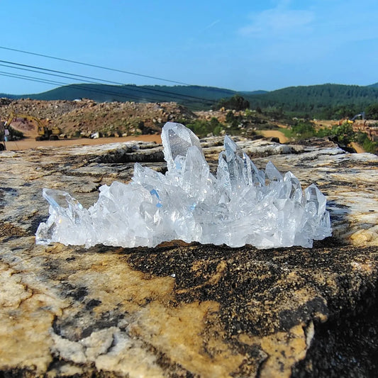 This is the front side of this water clear quartz crystal