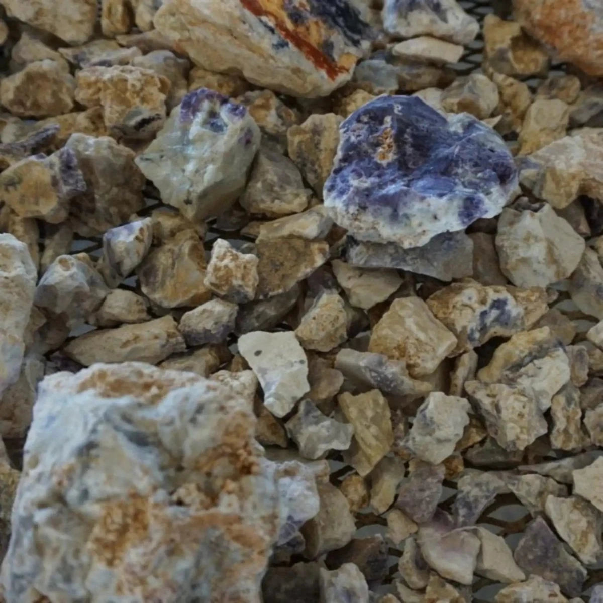Mexican Purple Opal Rough on a table