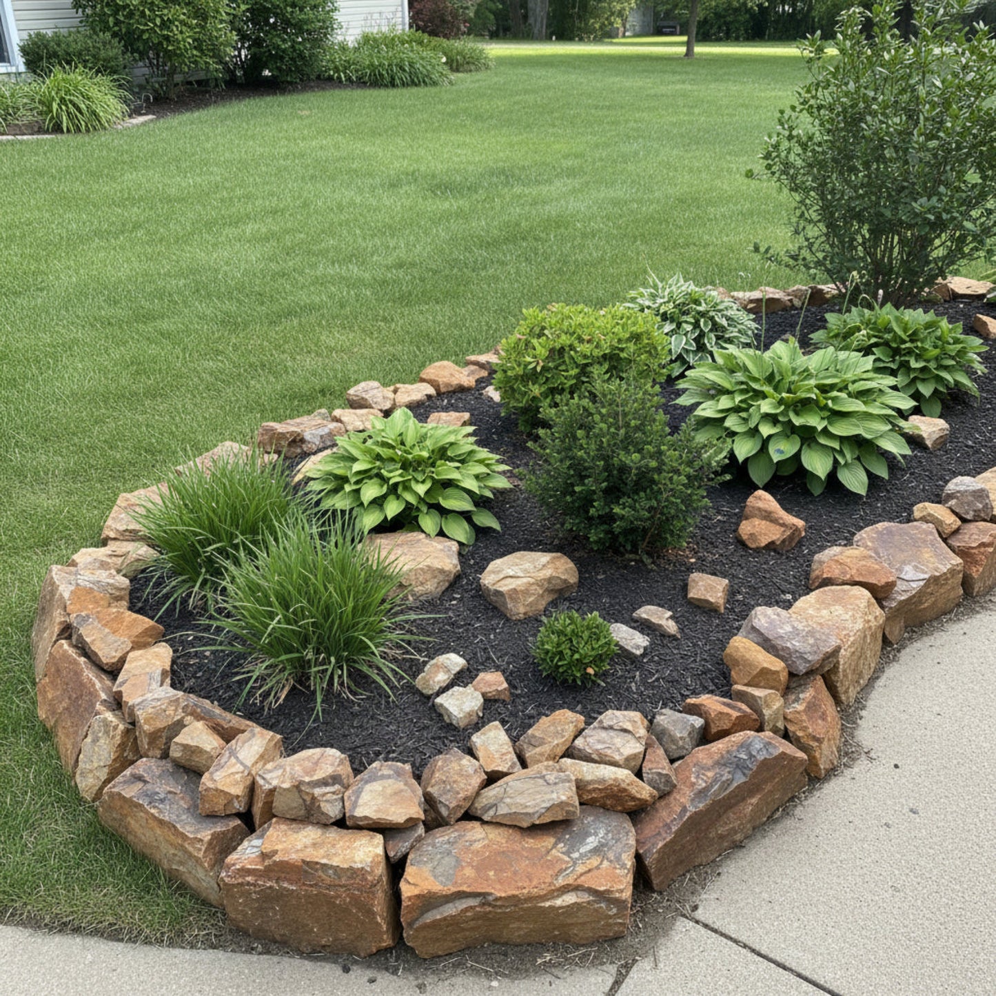This is a picture of a bulk amount of raw outback jasper used in landscaping in a yard.