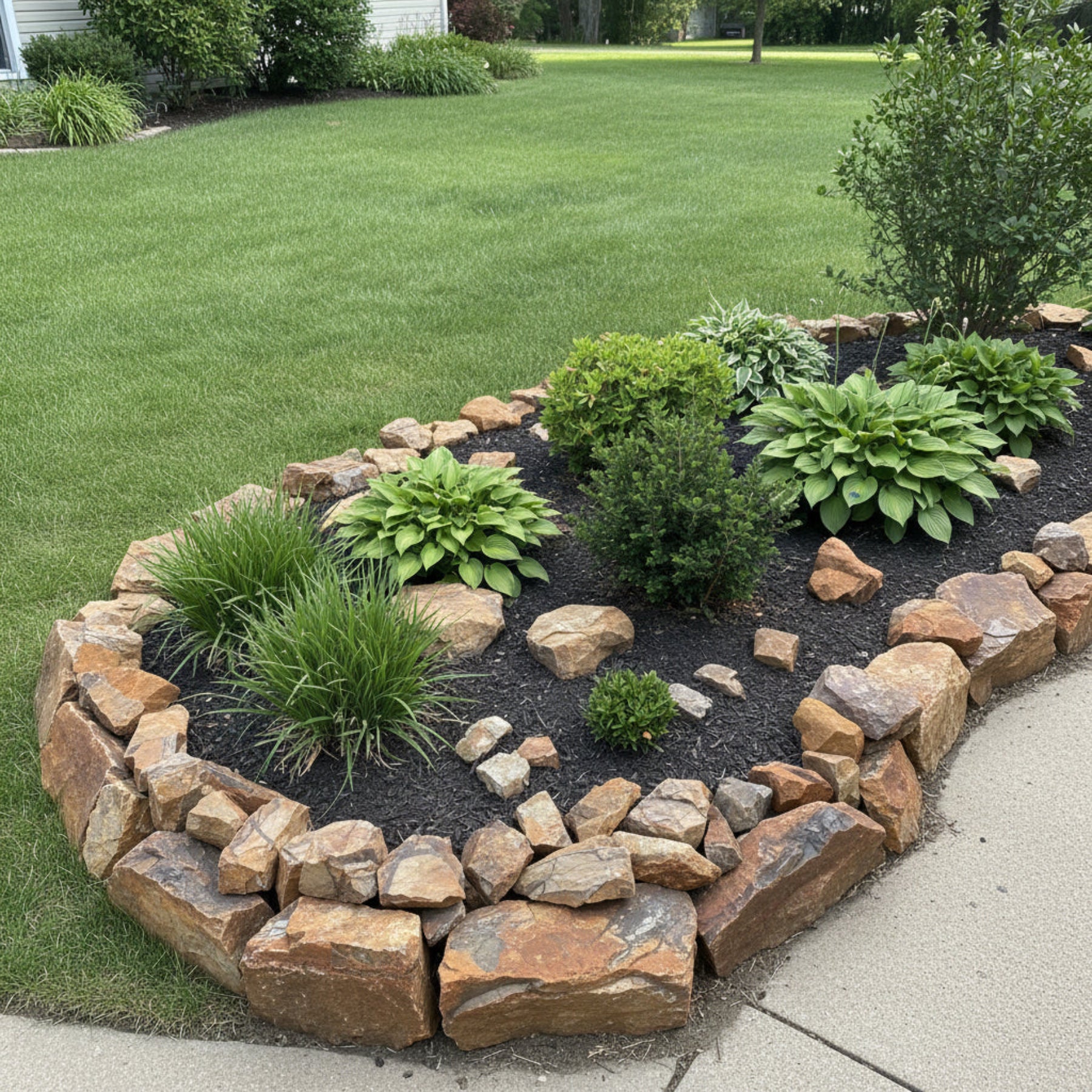 This is a picture of a bulk amount of raw outback jasper used in landscaping in a yard.