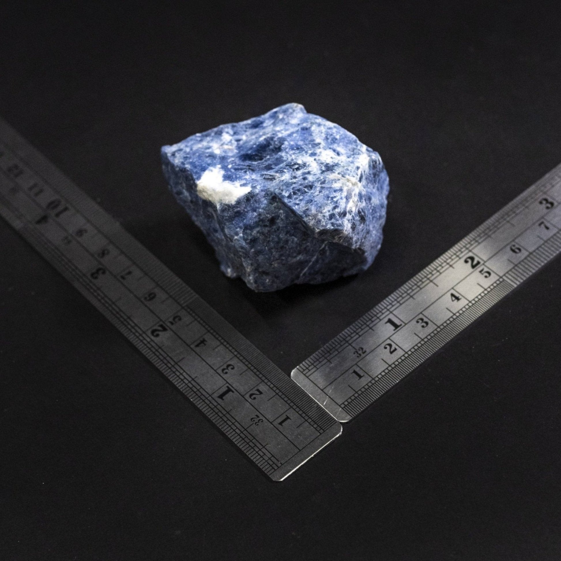 Blue And White Uncut Stone Sodalite With Ruler