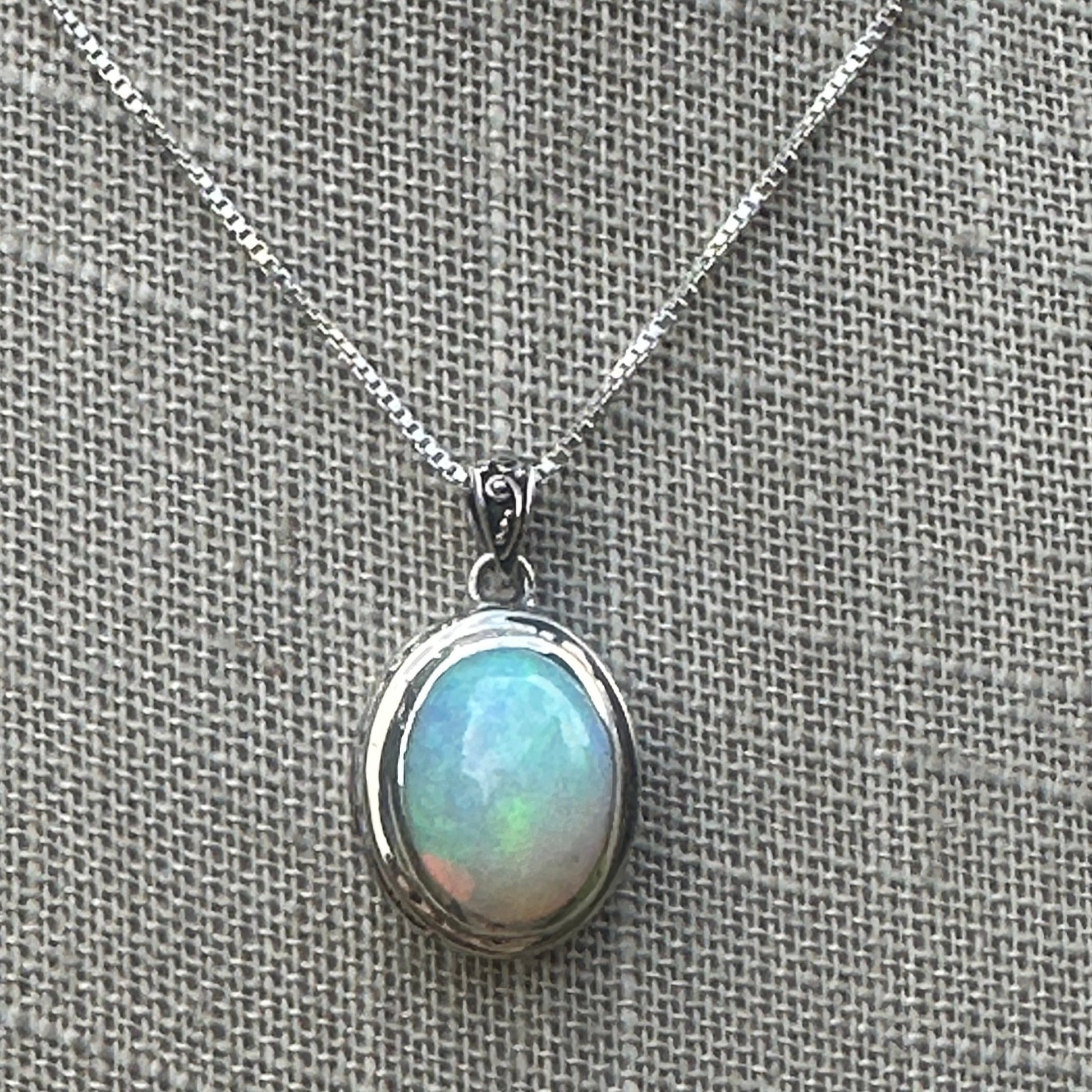 Natural Opal Pendant Set In Sterling Silver