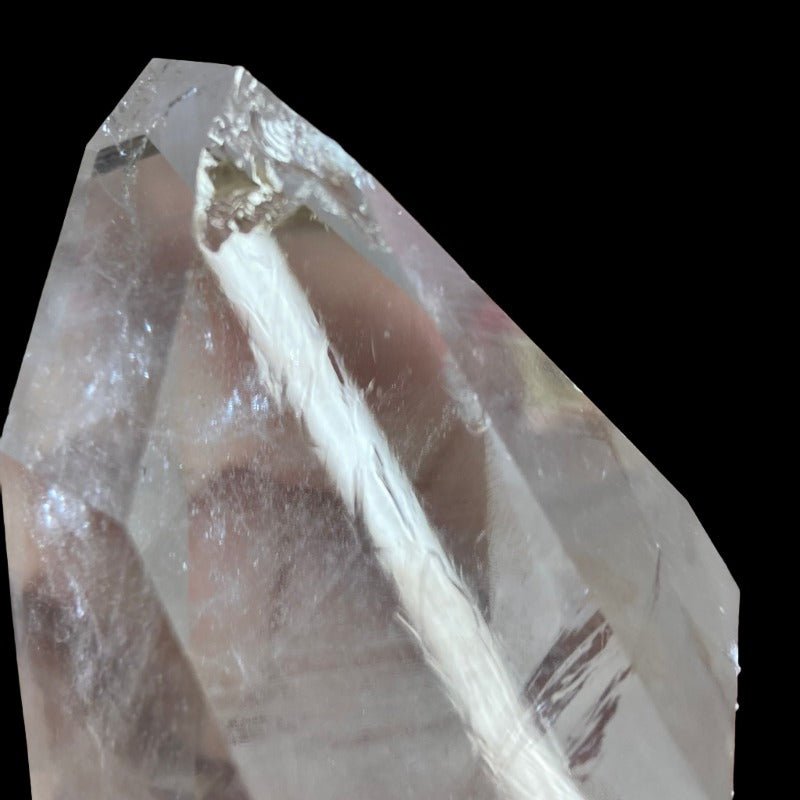 Close Up Of Triangular Record Marks On The Face Of This Quartz Crystal Point