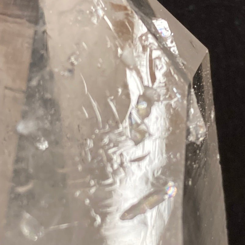 This Is A Close Up Of The Record Keeper Indentions On One Of The Sides Of This Quartz Crystal Point