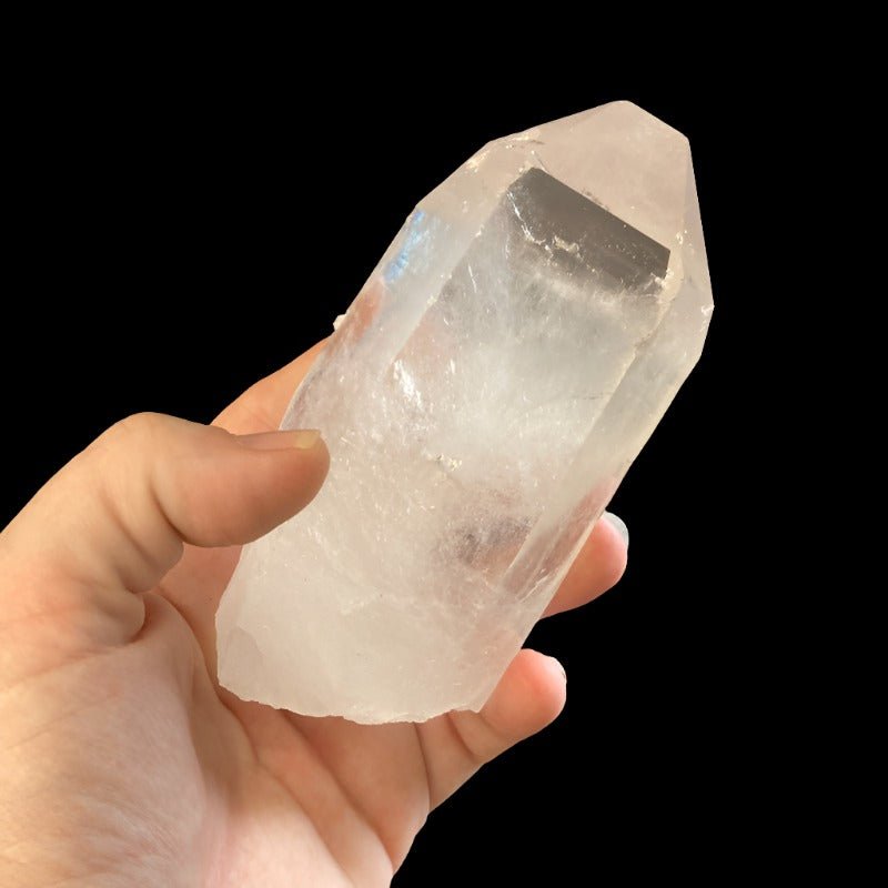 This Is The Front Side Of The Record Keeper Quartz Crystal Point. It Has A Water Clear Point