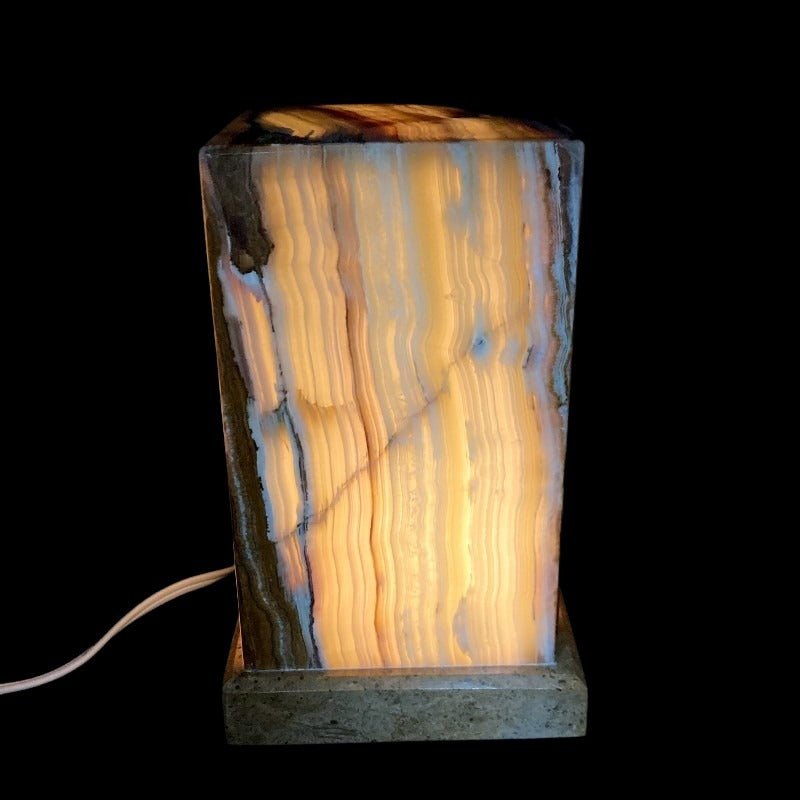 Onyx Table Lamp Turned On