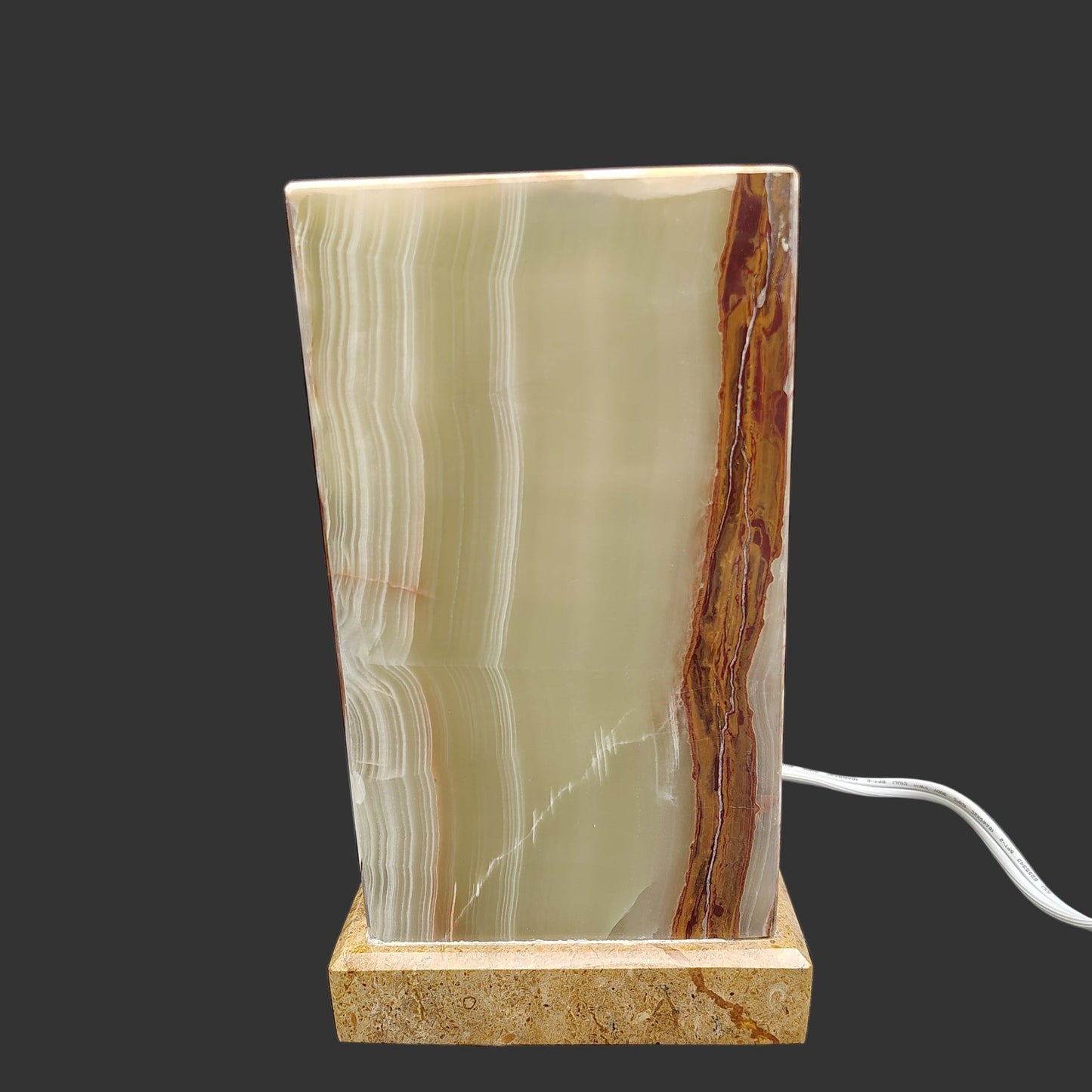 This is the front side of this rectangular onyx lamp