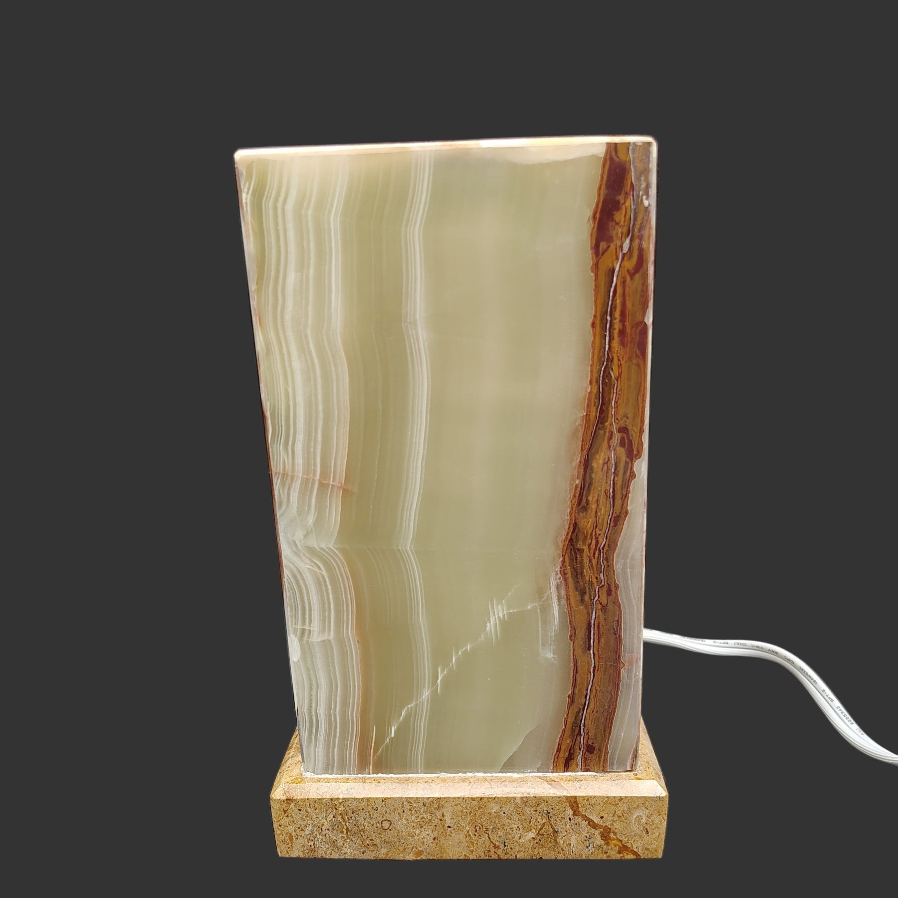 This is the front side of this rectangular onyx lamp