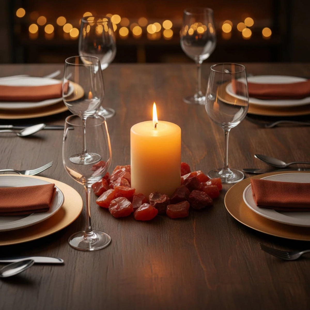 Slag glass used to decorate a dining table.