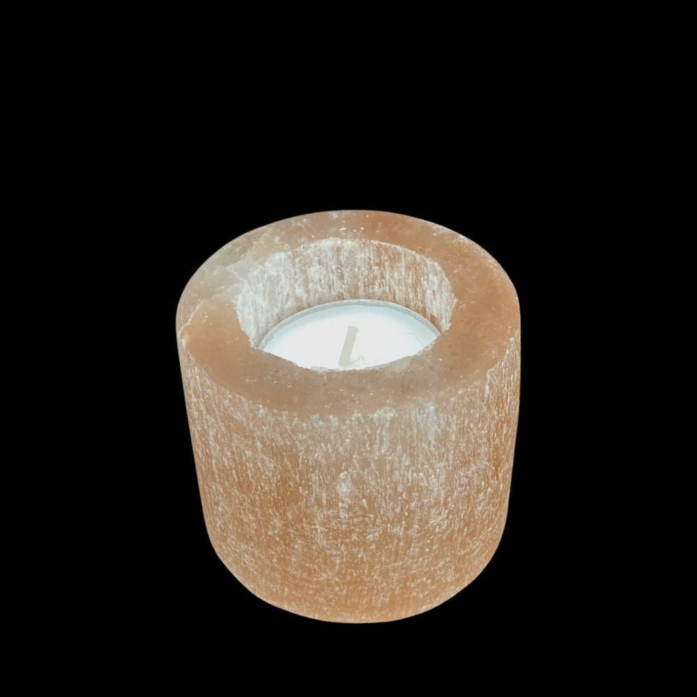 Red Selenite Carved Votive Candle Holder