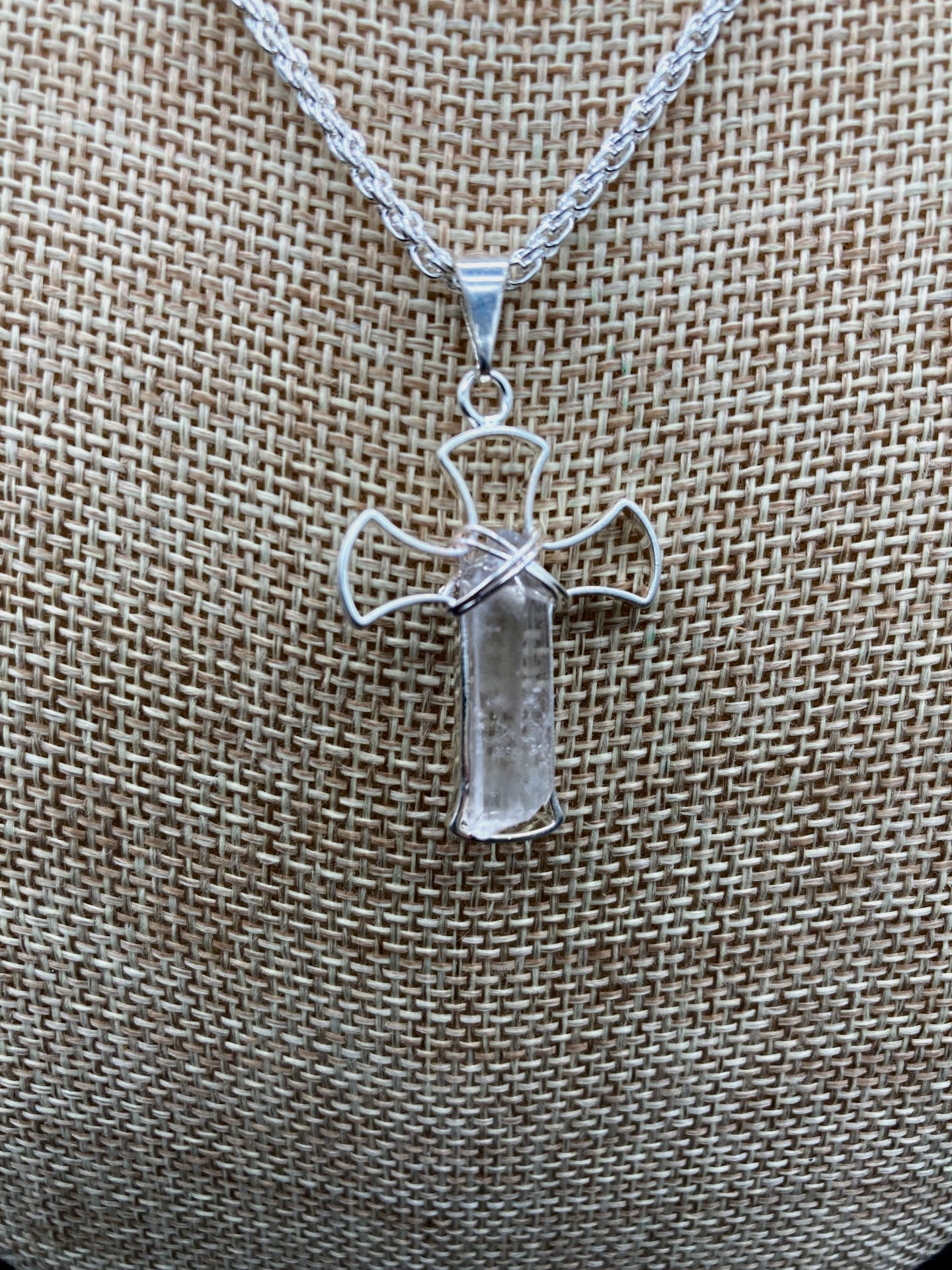 Close Up Of Wire Quartz Cross