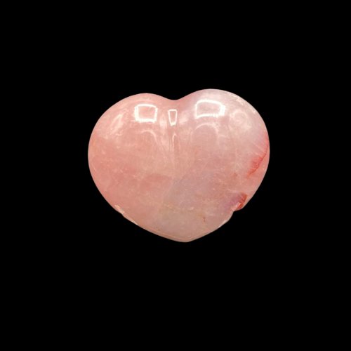 Back Side Of Rose Quartz Carved Heart Polished Small Home Accessory 2.5 inch, Bright Pink