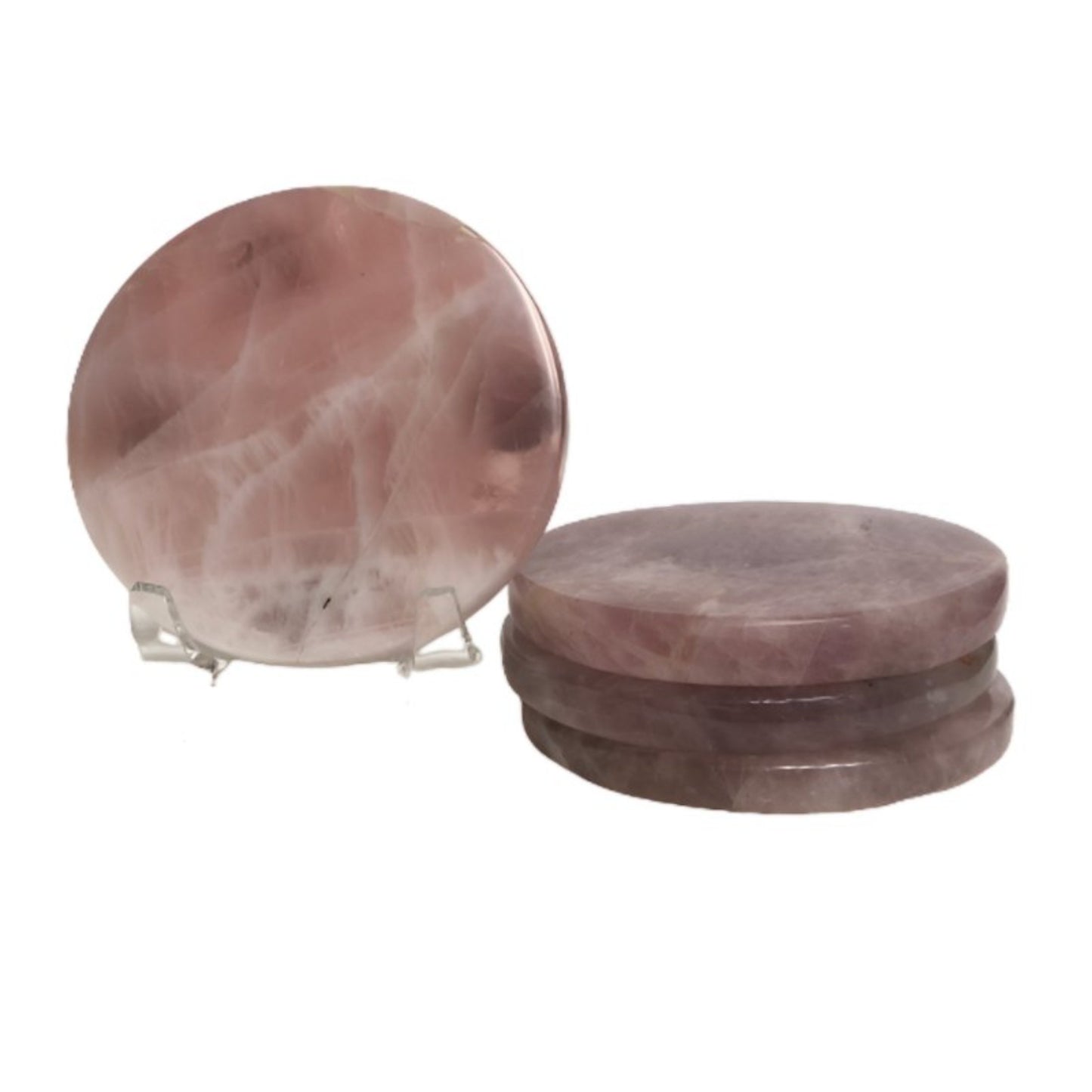 rose quartz coaster set of 4