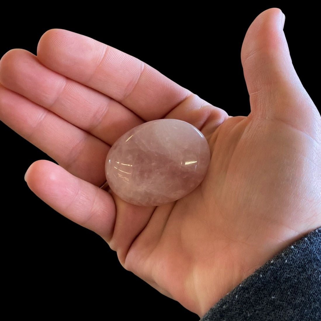 Rose Quartz Palm Stone In Natural Light