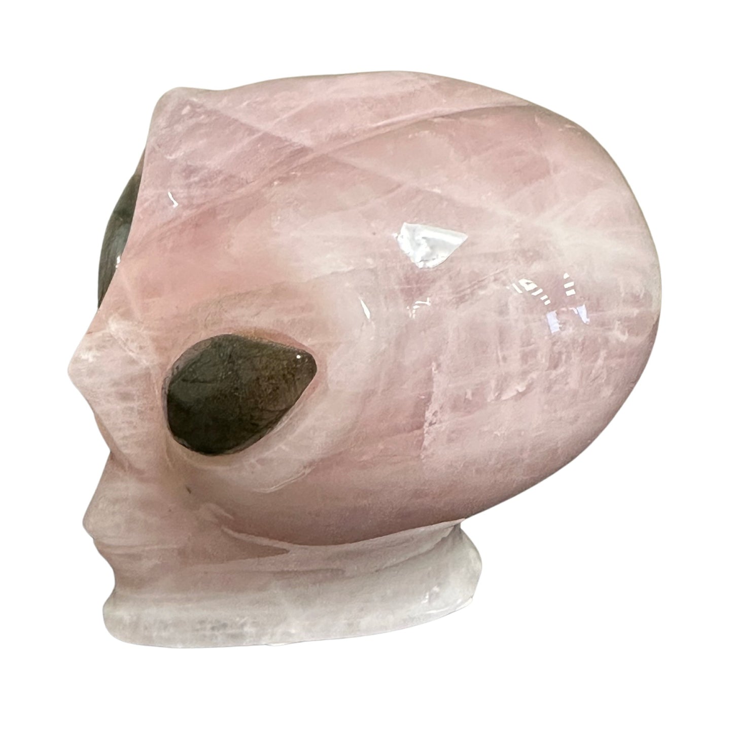 Rose Quartz Carved Alien Skull