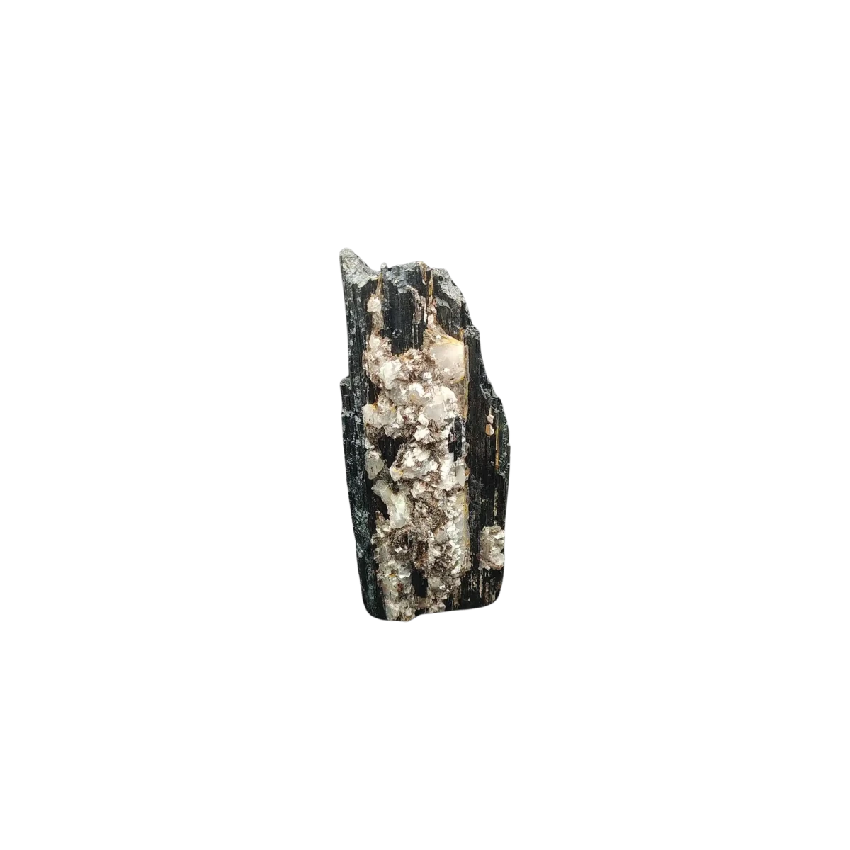 This is the front side of this black Tourmaline with mica cut base