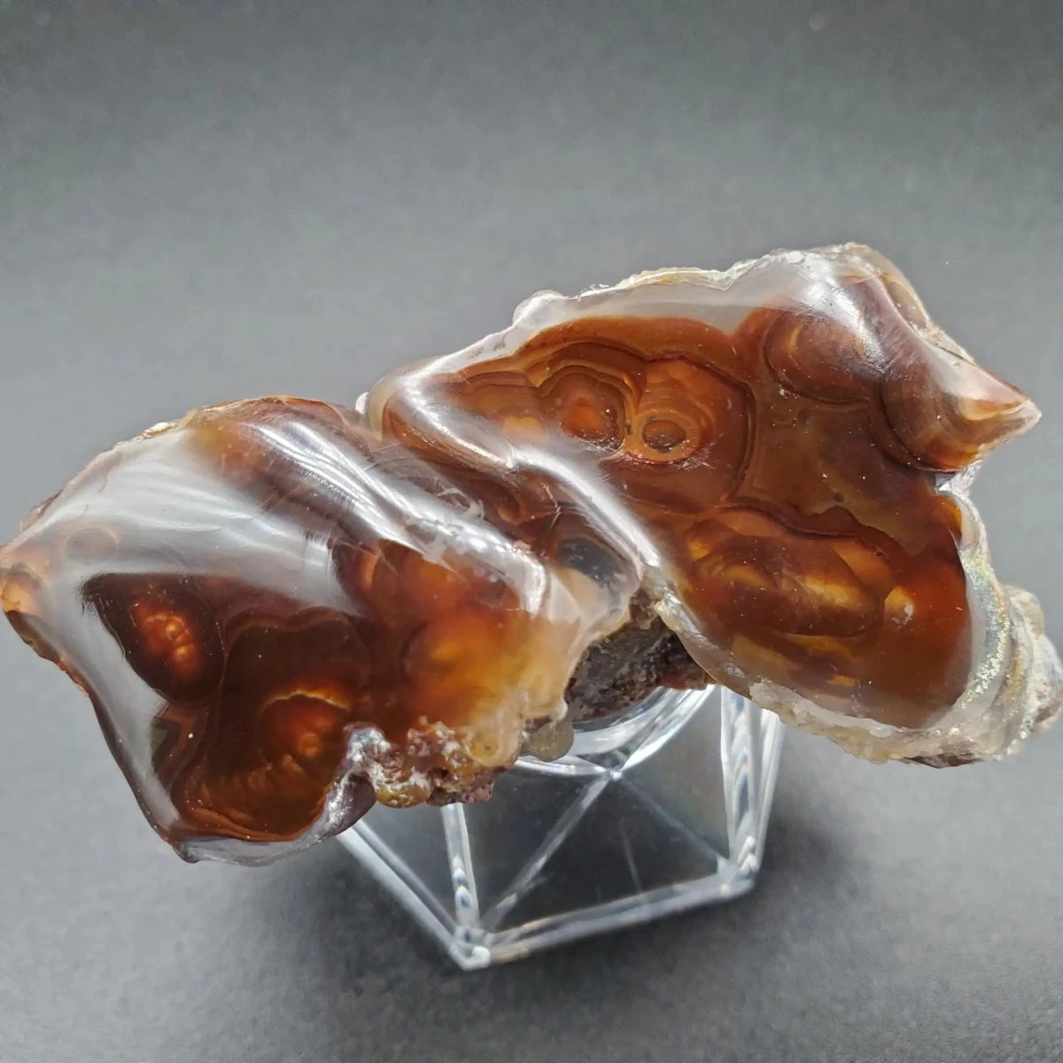 Fire Agate Stone On A Display