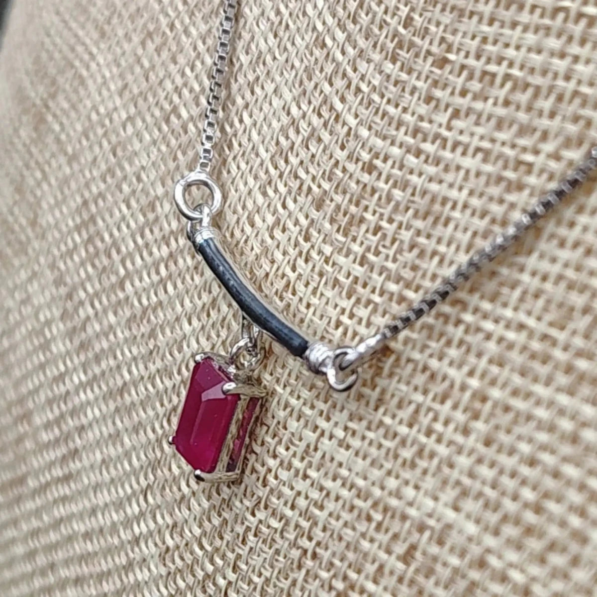 This is a close up of the side view of this Ruby pendant