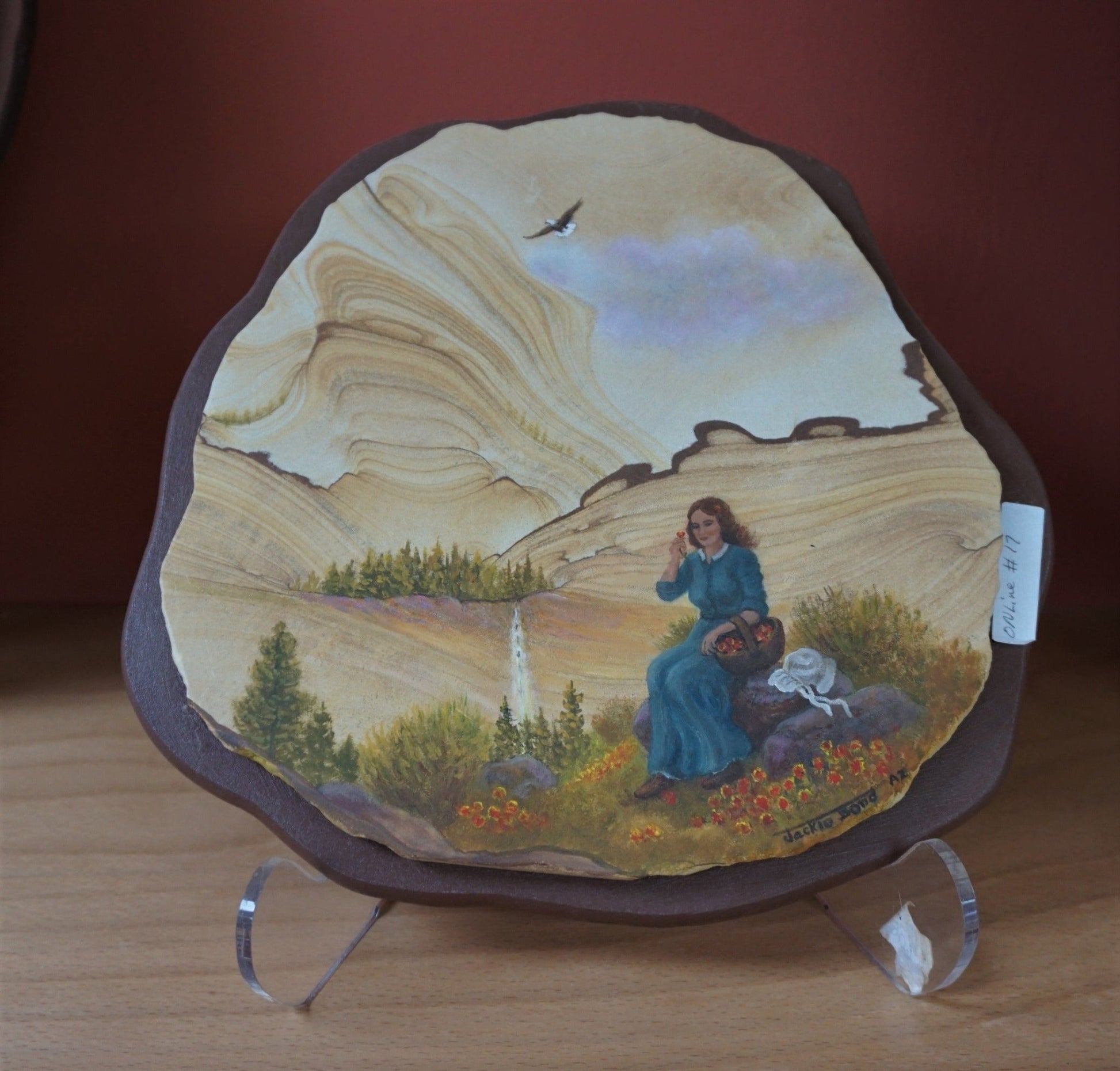 Hand Painted Early Settler On Sandstone Wall Art