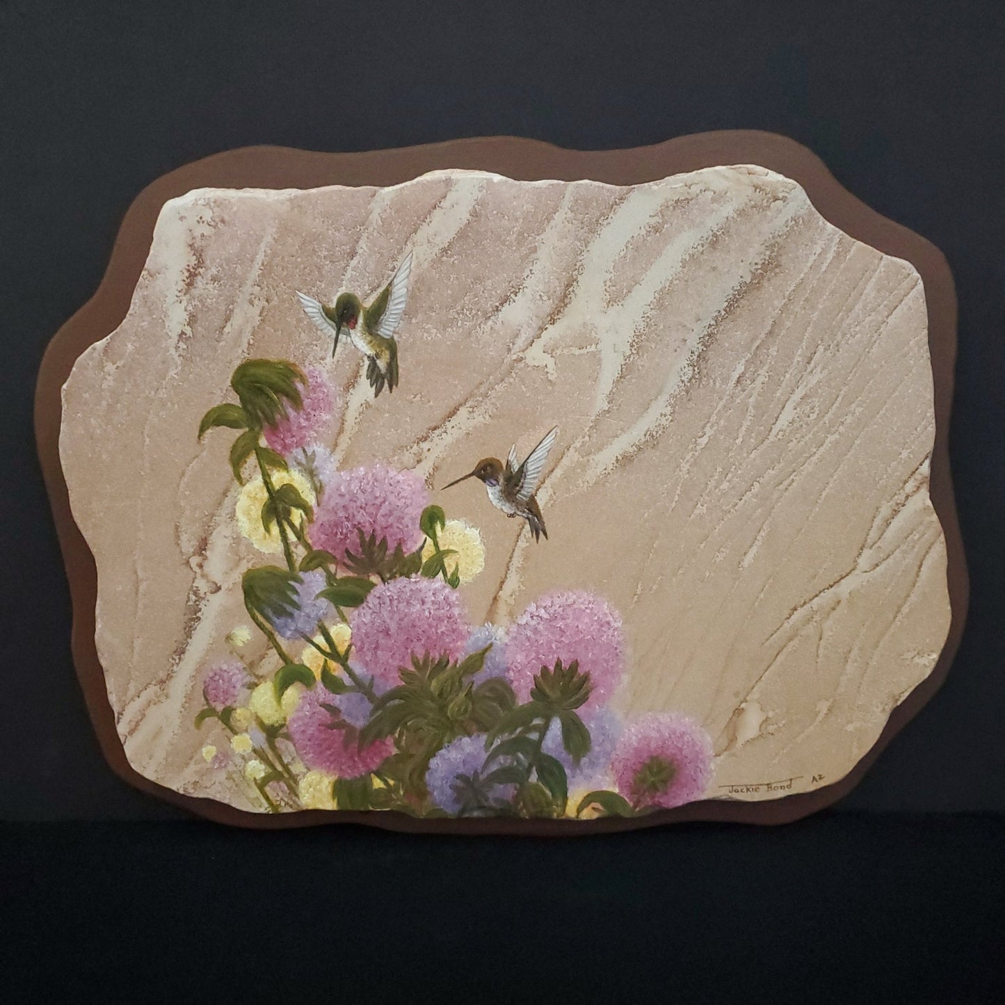 Hummingbirds Painted On Sandstone