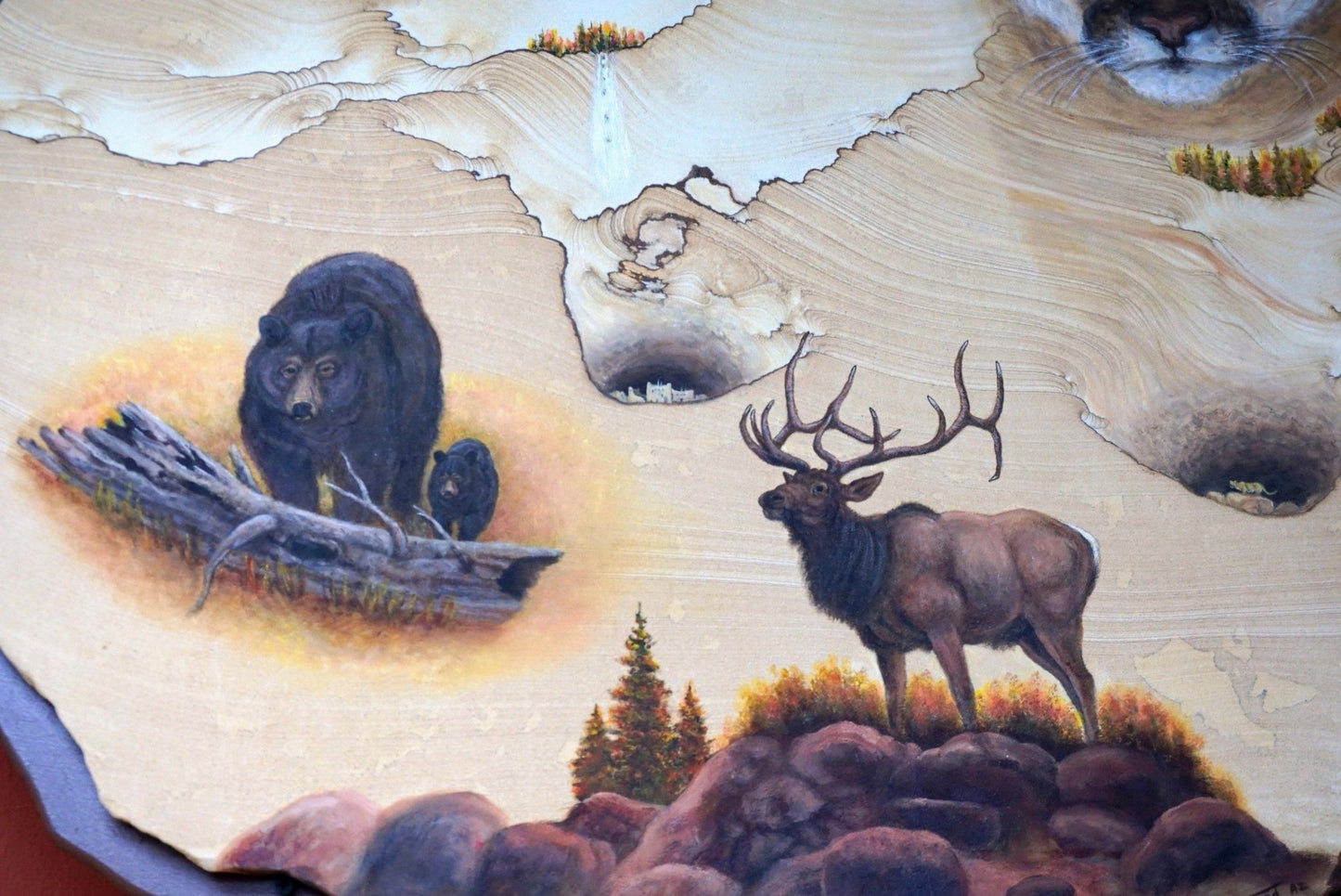 Close up of Bear and Elk Sandstone Wall Art