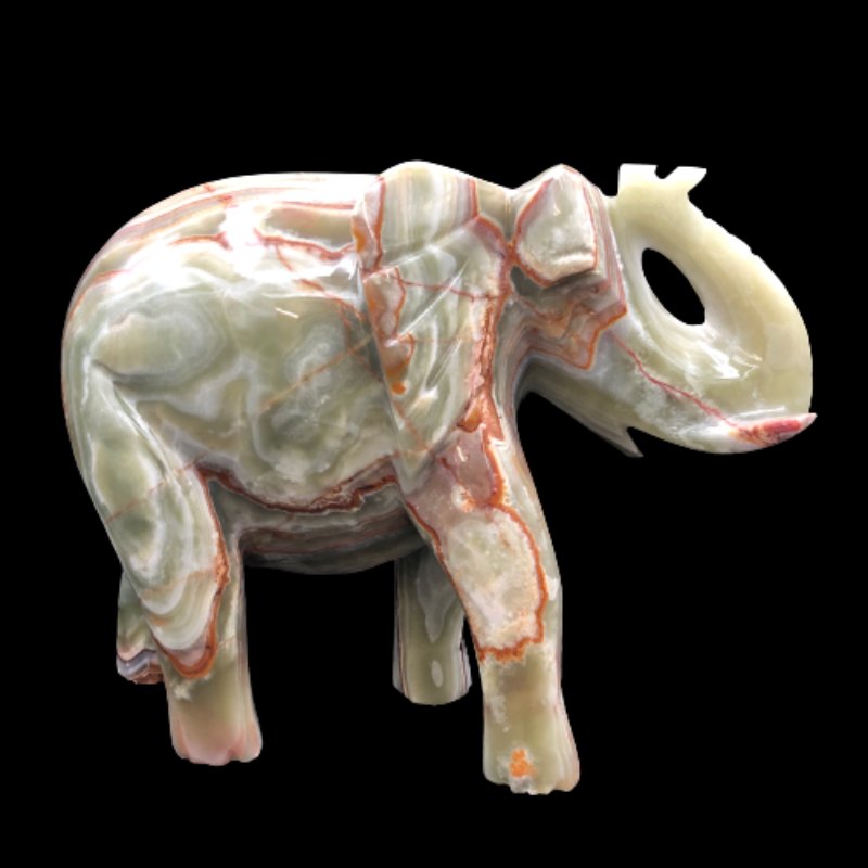 Alternate Side View Onyx Carved Elephant