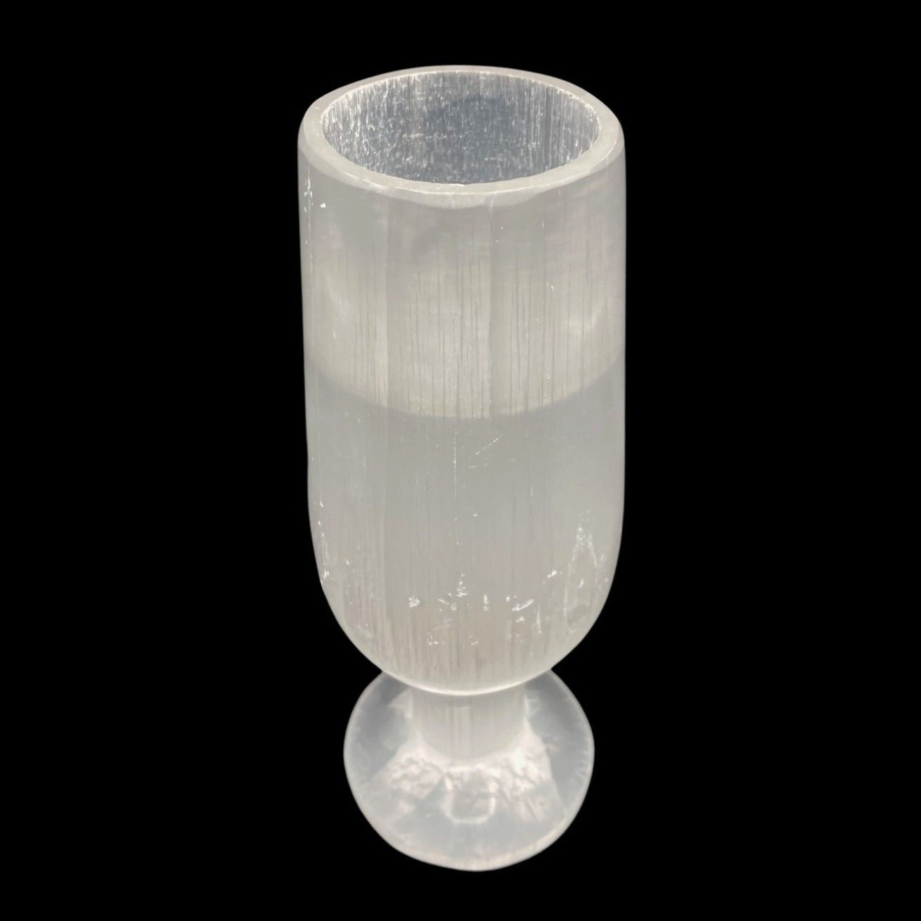 Top View Of Selenite Crystal Glass