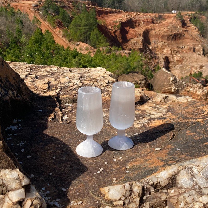 Selenite Kissan Selenite Glass Crystal Cups Home Decor In Front Of The Beautiful Ron Coleman Crystal Mine