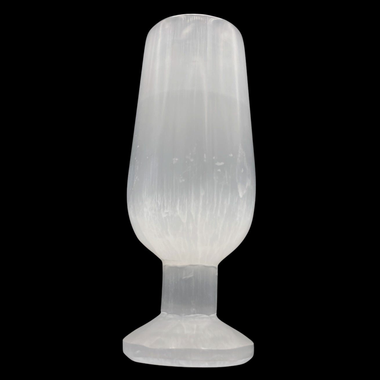 Front View Of Selenite Crystal Glass