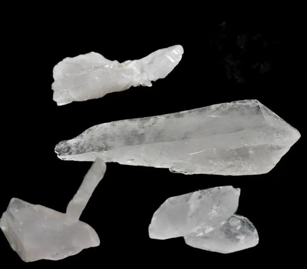 Several Self-Healed Quartz Crystals
