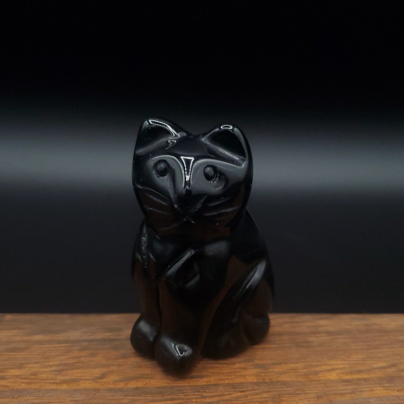 Obsidian Cat Figurine