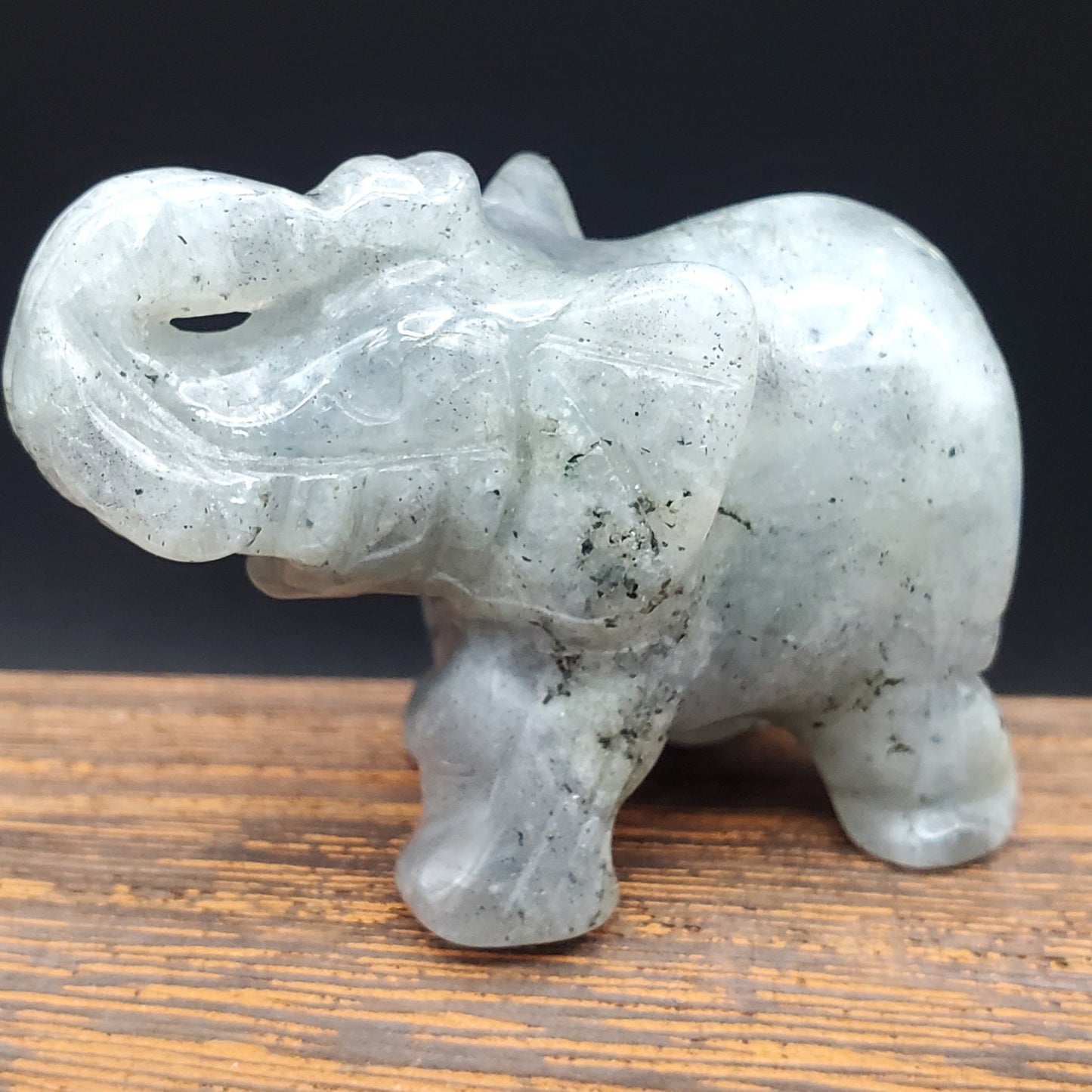 Semi-Precious Gemstone 2-inch Carved Elephant Trunk Up