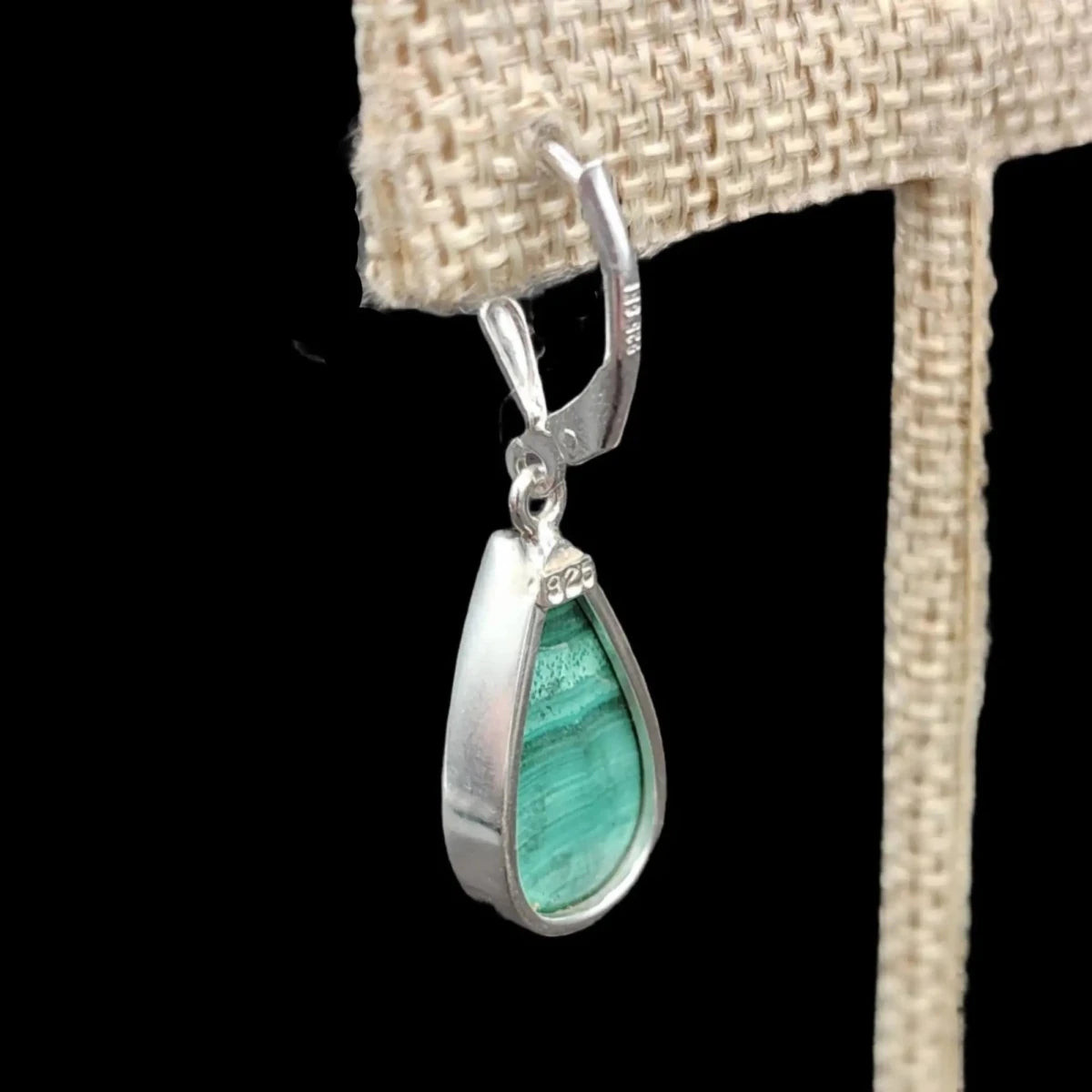 This is a close up of the back of the Malachite gemstones