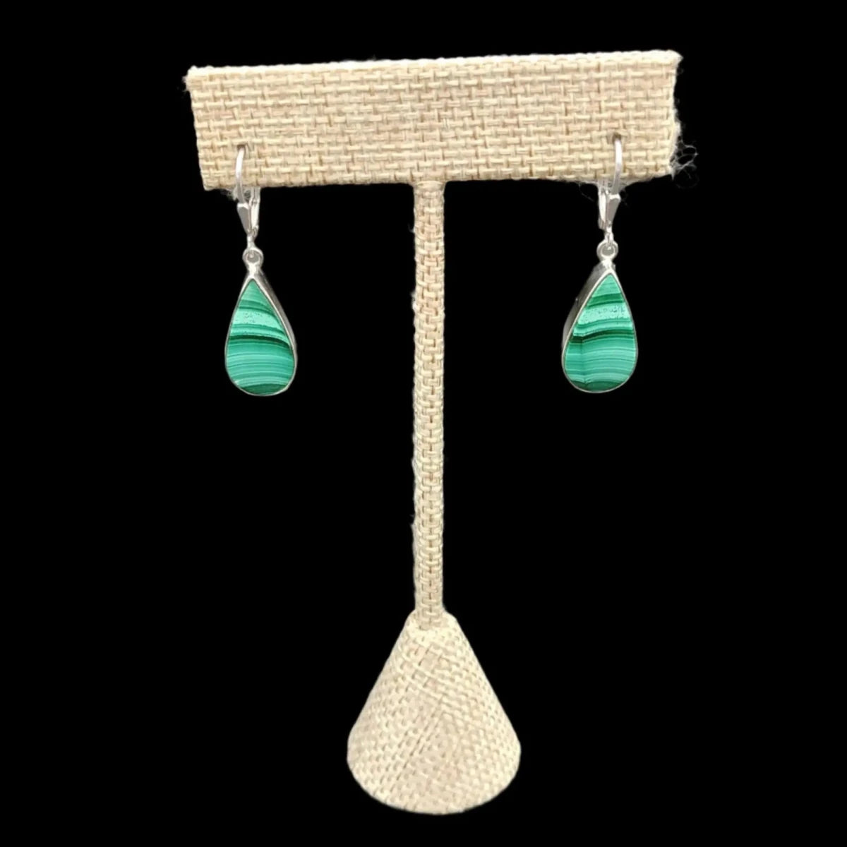 This is the front view of these Malachite earrings