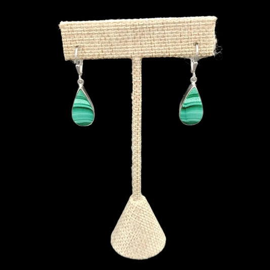 This is the front view of these Malachite earrings
