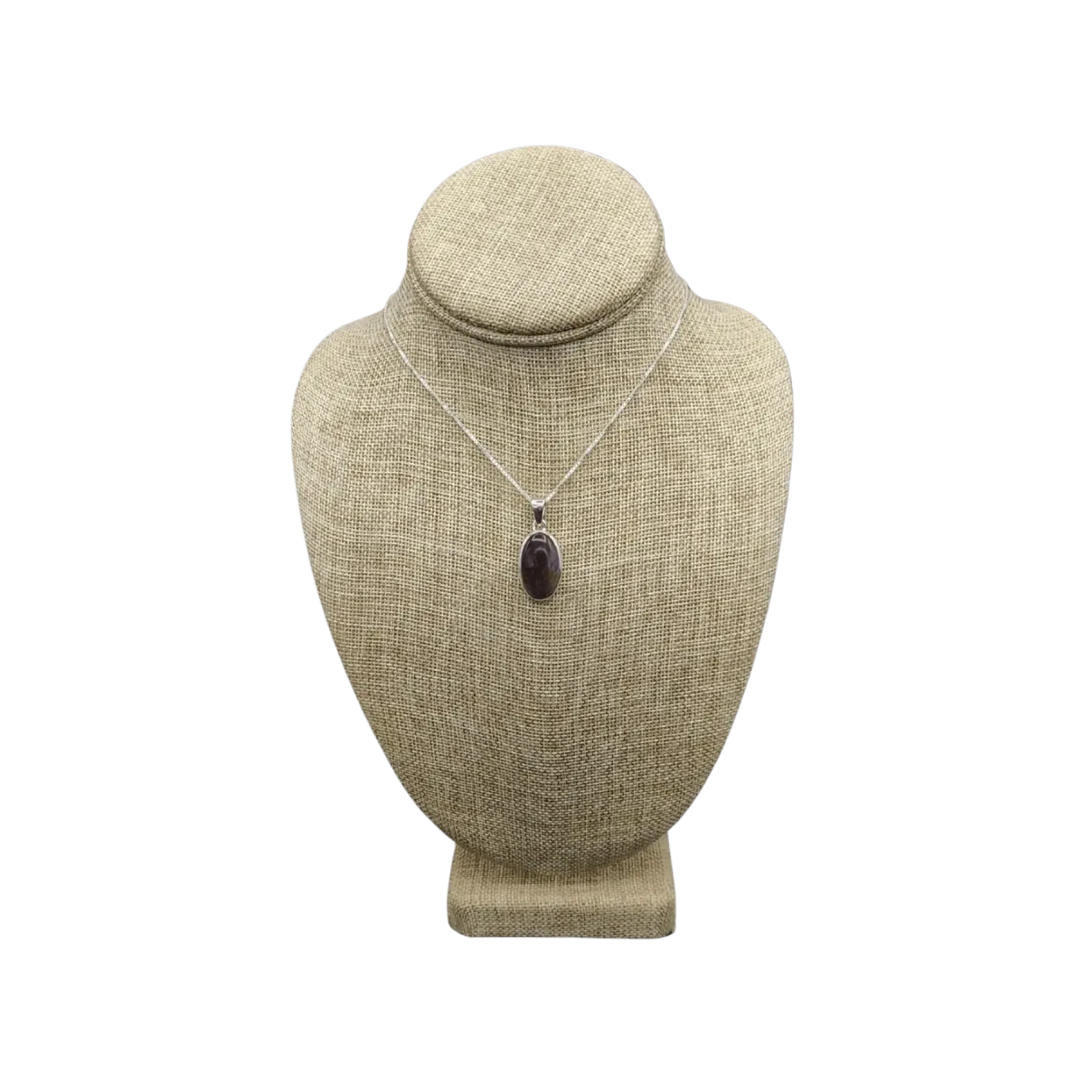 This is the front view of this Sterling Silver and oval shaped Cacoxenite pendant necklace