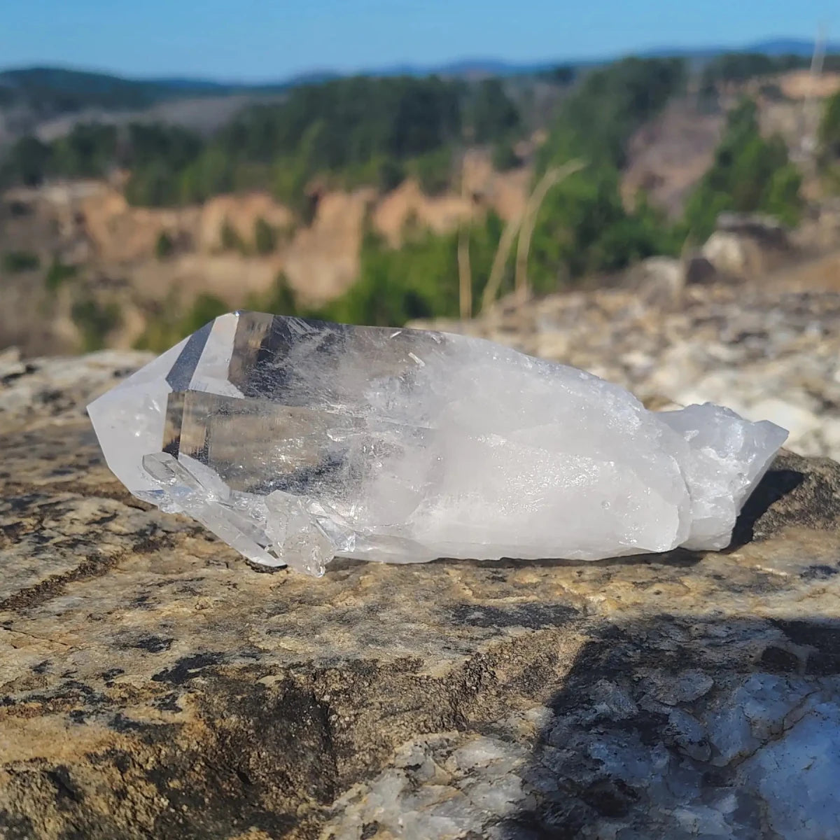 This is the left side of this single Quartz crystal point. It is half clear and half white.