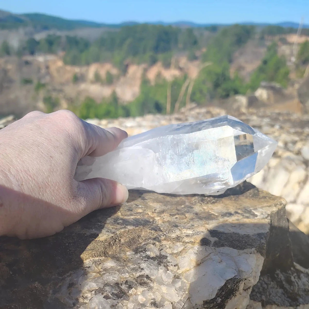 This is the right side of this Quartz crystal point. It is half clear and half white also.
