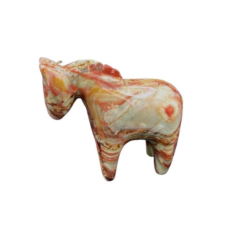 Green And Brown Onyx Horse Figurine