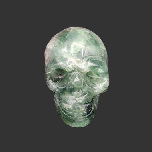 This is the front side of this polished fluorite skull.