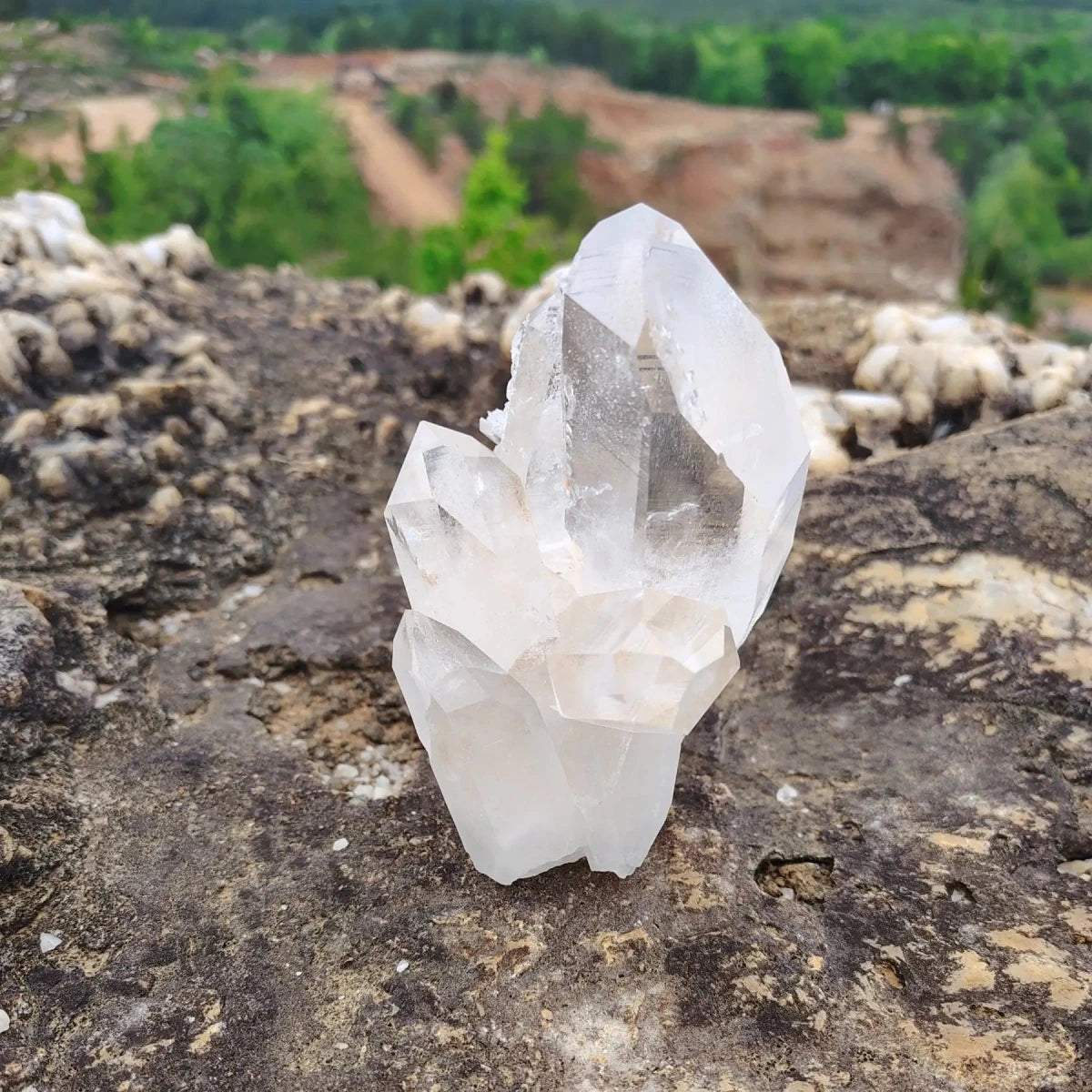 This is the left side of this energy Quartz crystal cluster