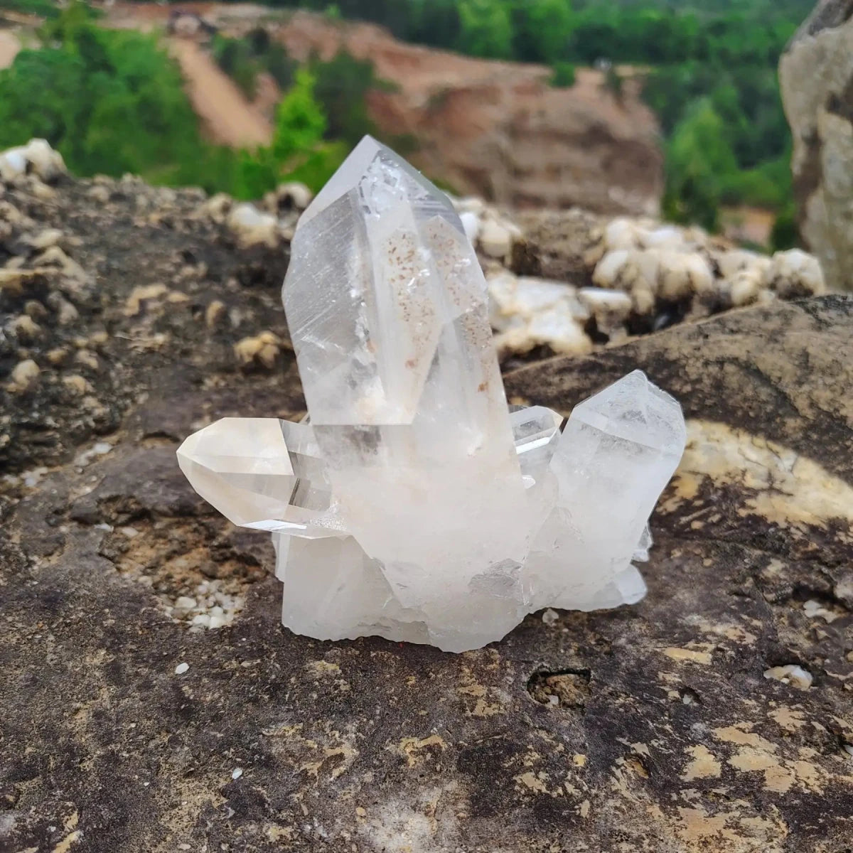 This is the back side of this energy Quartz crystal cluster
