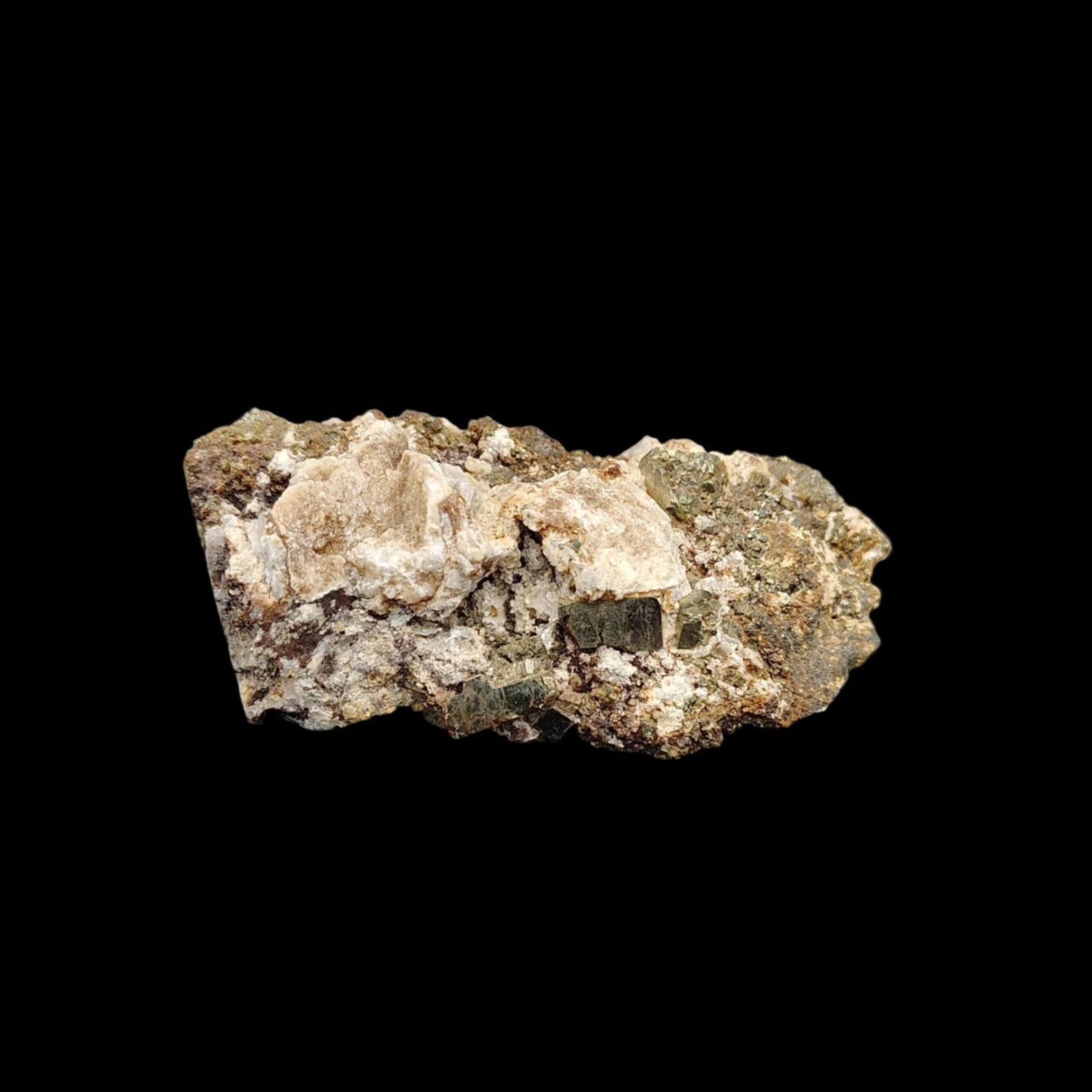 This is the front side of this small Dolomite with Pyrite