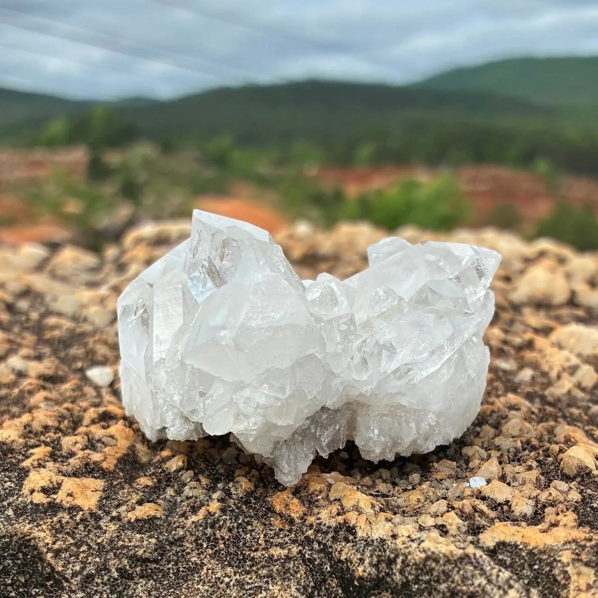 This is the back side of this quartz cluster outside.
